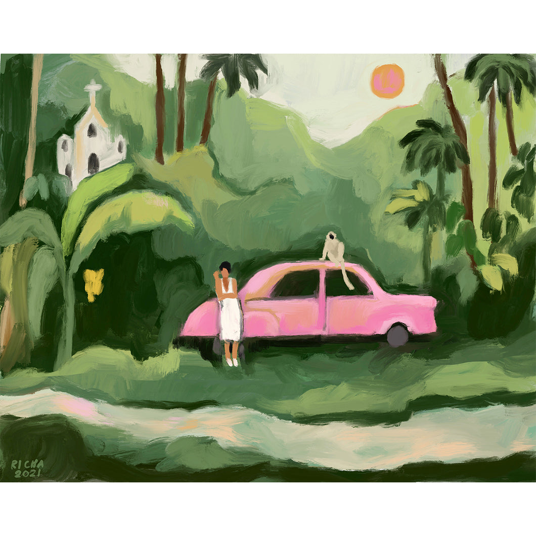 Solitude with a Pink Car